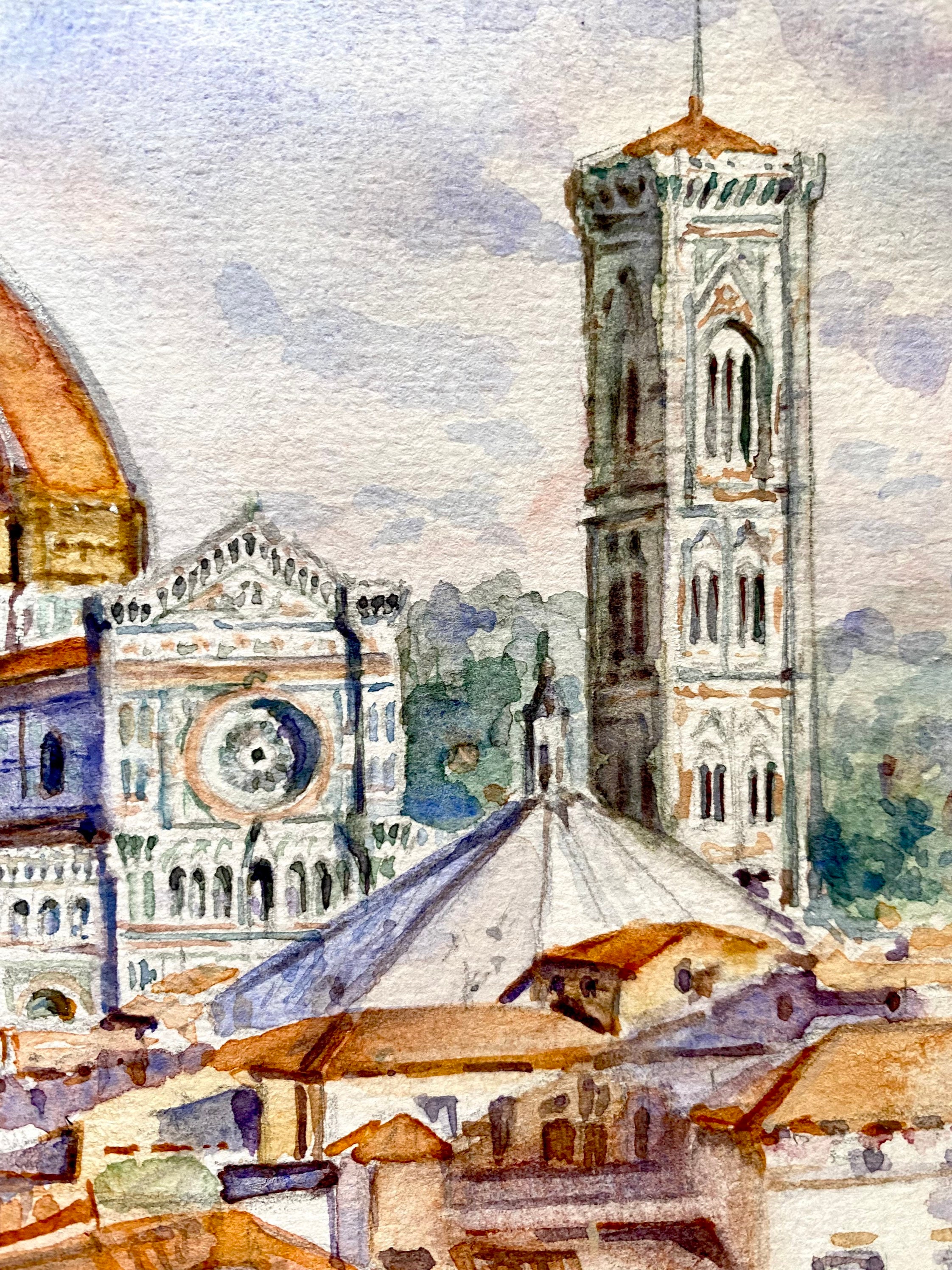 イタリア・フィレンツェの水彩画：サンタ・マリア・デル・フィオーレ大