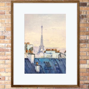 Pintura aquarela original de Paris Torre Eiffel Arte estética original feita à mão
