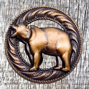 Wildlife Bear Antique Copper 1 Inch Concho