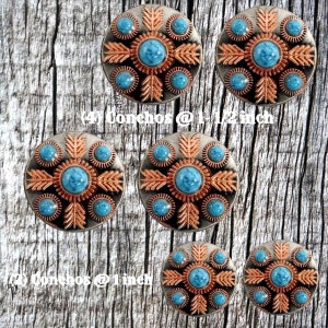 Turquoise Feather Concho Saddle Set 1