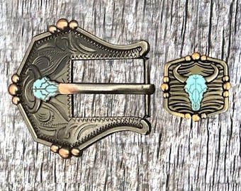 Buffalo Turquoise Hardware Headstall 3/4 Inch Buckle Set