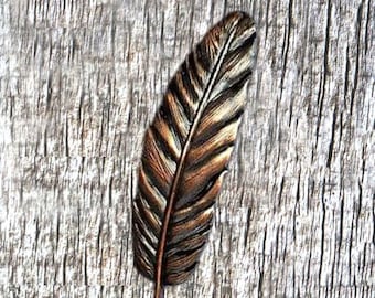 Feather Antique Copper 3 Inch Concho