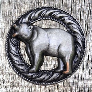 Wildlife Bear Antique Nickel 1 Inch Concho