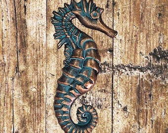 Nautical Sea Horse Patina Copper Cabinet Knob
