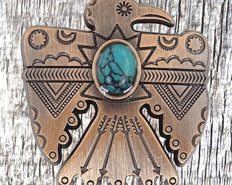 Thunderbird Southwest Turquoise Antique Copper Concho 1-1/4 Inch