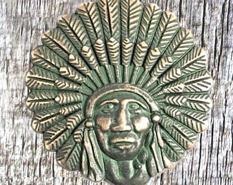 Indian Chief Concho Copper Patina Finish 2"