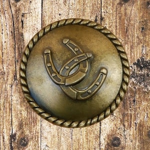 Western Horseshoe Rope Trim Antique Brass Cabinet Knob