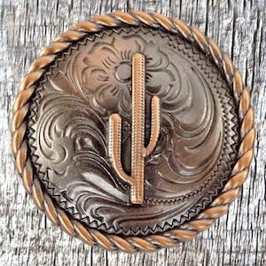 Saguaro Southwest Cactus Antique Copper 1-1/4 Inch Concho