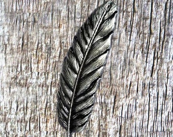Feather Antique Silver 3 Inch Concho