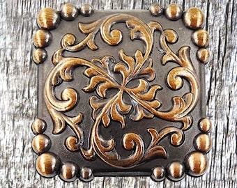 Yuma Square Concho Antique Copper Finish 1-1/2 Inch