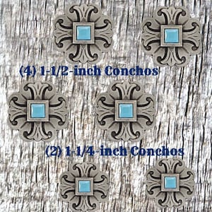 Los Alamos Antique Nickel Finish Turquoise Saddle Set-2