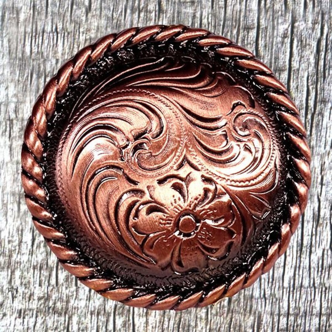 Floral Engraved 1-1/2 Inch Rope Trim Concho Copper Finish - Etsy
