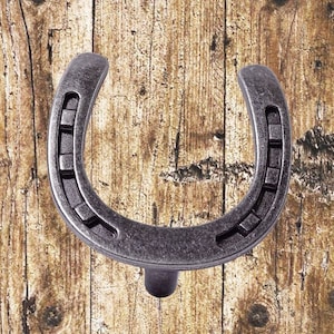 Western Horseshoe Old Silver Cabinet Knob