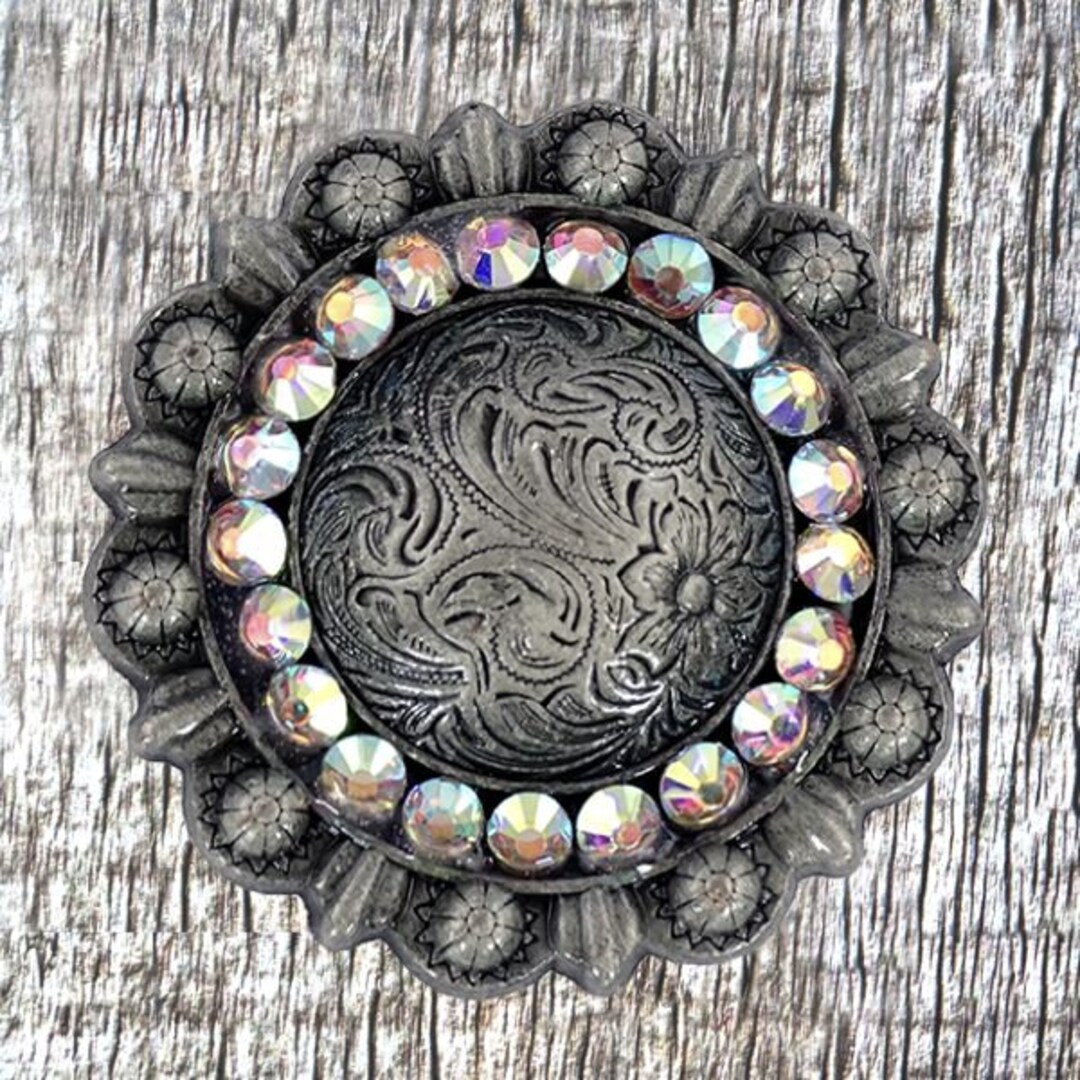 Berry With Crystal Concho Antique Silver Plated 1-5/8 Inch - Etsy