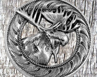 Moose 1 Inch Antique Nickle Finish Concho