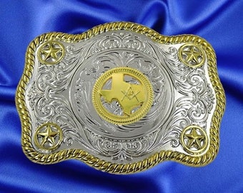 Western Style, Star Trophy Belt Buckle with Masonic Concho