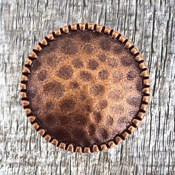 Round Hammered 2-3/8 Inch Screw Back Concho Antiqued Copper Finish