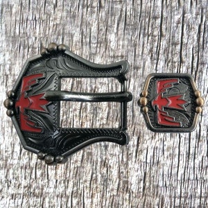 Thunderbird Red Hardware Headstall Buckle Set