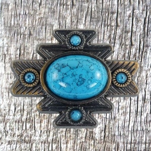 Turquoise Aztec 1-1/4 Inch Concho