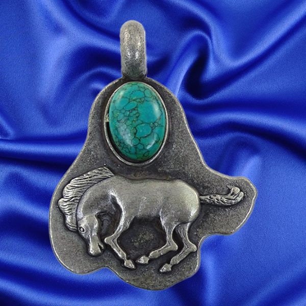 Horse Pendant With Turquoise