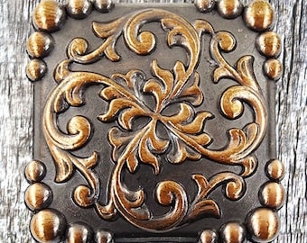 Yuma Square Concho Antique Copper Finish 1 Inch