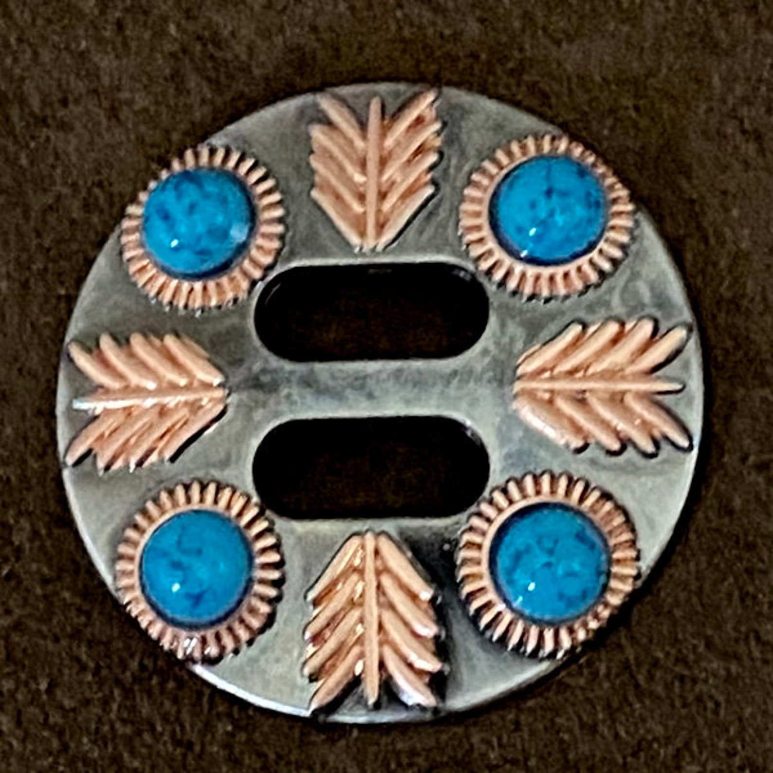 Turquoise Feather Slotted Concho CON300GSlotted Etsy