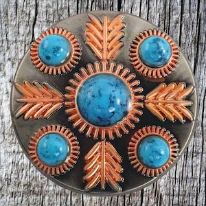 Turquoise Feather 1 Inch Concho