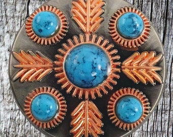 Turquoise Feather 1 Inch Concho