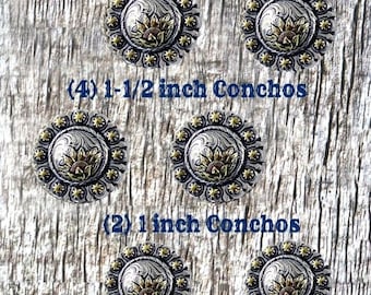 Tri-color Sunflower Berry Concho Saddle Set-1