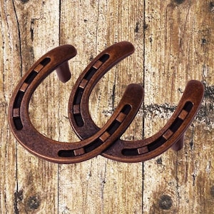 Western Horseshoe Antique Copper Double Drawer Pull