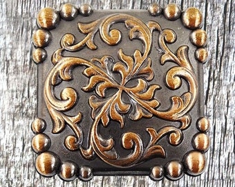 Yuma Square Concho Antique Copper Finish 1-1/4 Inch