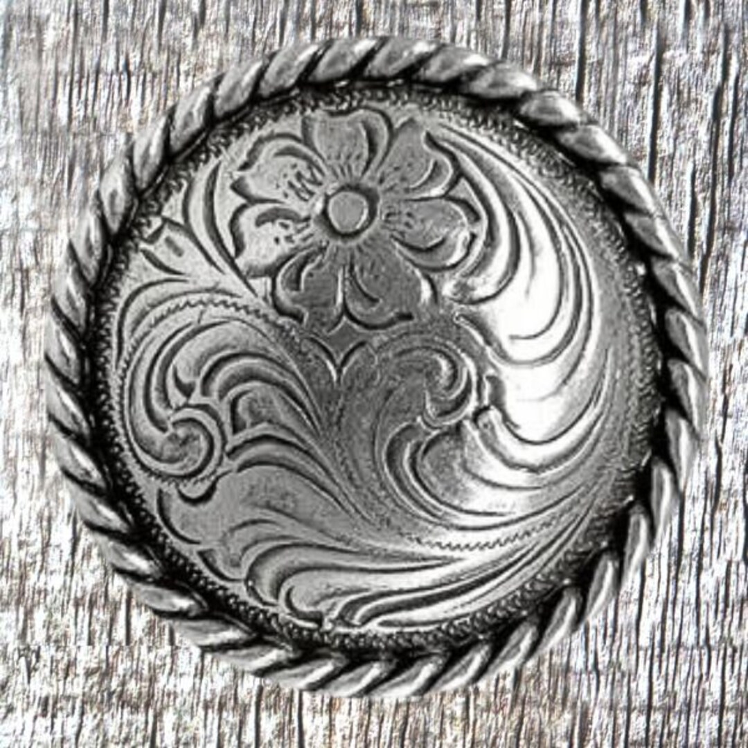 Floral Engraved 1-1/2 Inch Rope Trim Concho Sterling Finish - Etsy