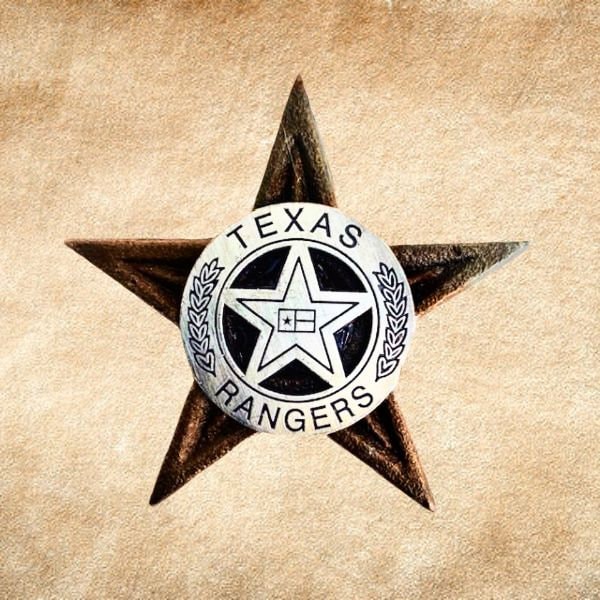Texas Rangers Novelty Badge - Old West Gold Star Pinback, 1 5/8 Inches, Replica