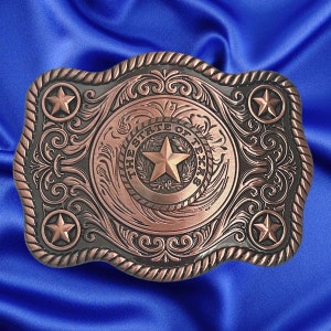 Western Style, Star Trophy Belt Buckle Texas State Seal