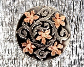 Concho de flores silvestres de 1-1/2 pulgadas