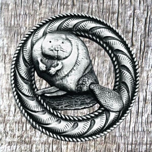 Wildlife Beaver Antique Nickel Concho