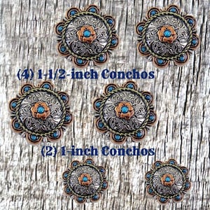 Grawerowany zestaw siodeł City Slicker Turquoise Cabochon Concho-1
