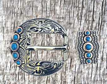 Five Berry Nickel Copped Finish Turquoise Headstall 3/4 Inch Buckle And Keeper