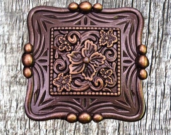 Three Berry Antique Copper 1-1/4 Inch Concho