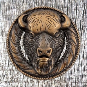 Buffalo Head Concho in Antique Copper