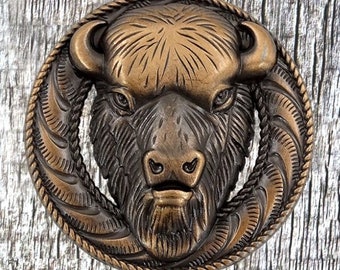 Buffalo Head Concho in Antique Copper