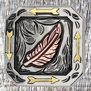 Arrow Tri-Color With Feather 1-1/4 Inch Concho