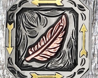 Arrow Tri-Color With Feather 1-1/4 Inch Concho