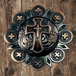 Western Christian Cross Berry Antique Copper Finish Cabinet Knob