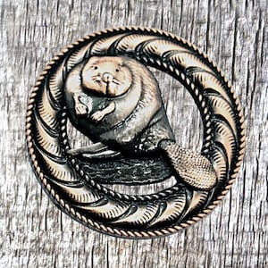 Dzikie zwierzęta Beaver Antique Copper Concho