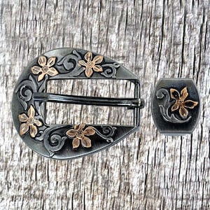 Wildflower Concho Headstall Buckle and Keeper Hardware