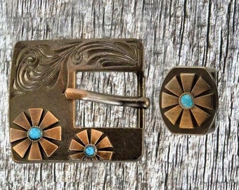New West Turquoise Cabochon Hardware 3/4 Inch Headstall Buckle