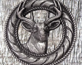 Deer Antique Nickel 1 Inch Concho