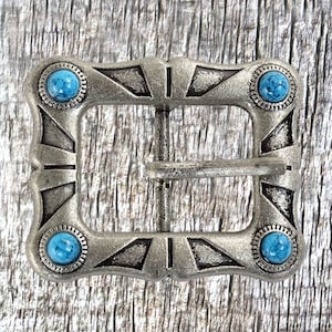 Western Sunset Turquoise Nickel Finish 1 Inch Buckle