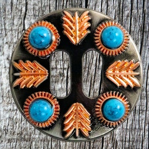 Turquoise Feather Slotted  Concho CON300-G-Slotted